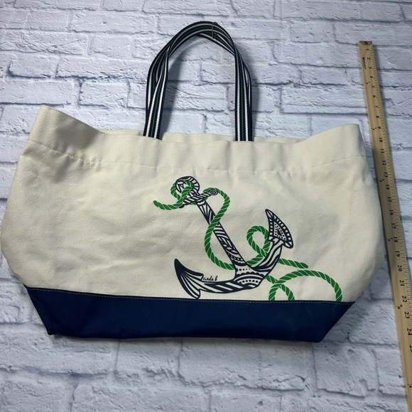 Cinda B Nautical Beige and Blue Anchor Tote Bag. Made in the USA. NWT! - Picture 6 of 10